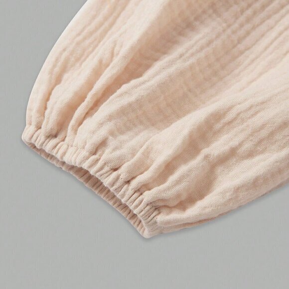 Apricot Casual Women's Lantern Sleeve Tie Waist Top & High Waist Pants Set - Picture 7 of 8